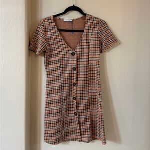 Zara Red and Black Checkered Mini Dress